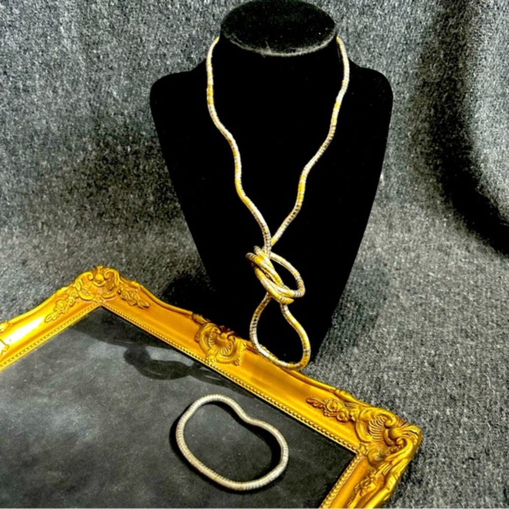 Rare Vintage Bendable Two-Toned Necklace and Bracelet Set